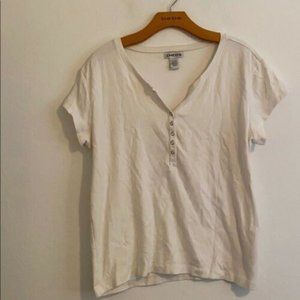 CHICOS SOLID WHITE SHORT SLEEVE SHIRT size 3
